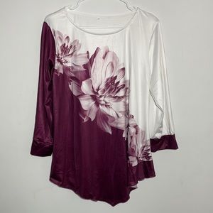 Floral Purple and White Blouse